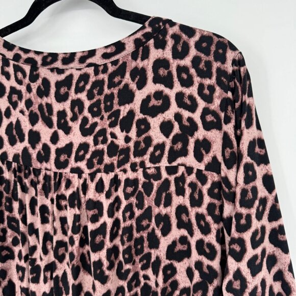 Torrid Leopard Print Zip Front 3/4 Sleeve Challis Shirt Dress Women’s Size 2 - Picture 9 of 12